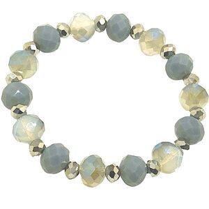 Bracelet Faceted Opalite, ice blue, white, silver, & clear crystal beads stretch
